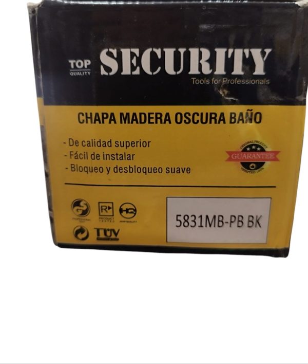 Cerradura de Baño Security con Pomo de Madera 5831MB-PB-BK - Imagen 5