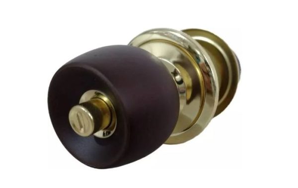 Cerradura de Baño Security con Pomo de Madera 5831MB-PB-BK - Imagen 3