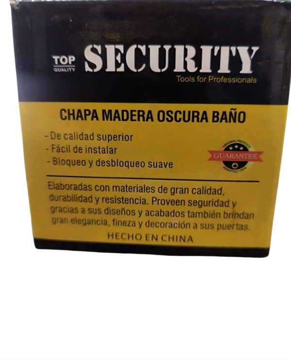 Cerradura de Baño Security con Pomo de Madera 5831MB-PB-BK - Imagen 4